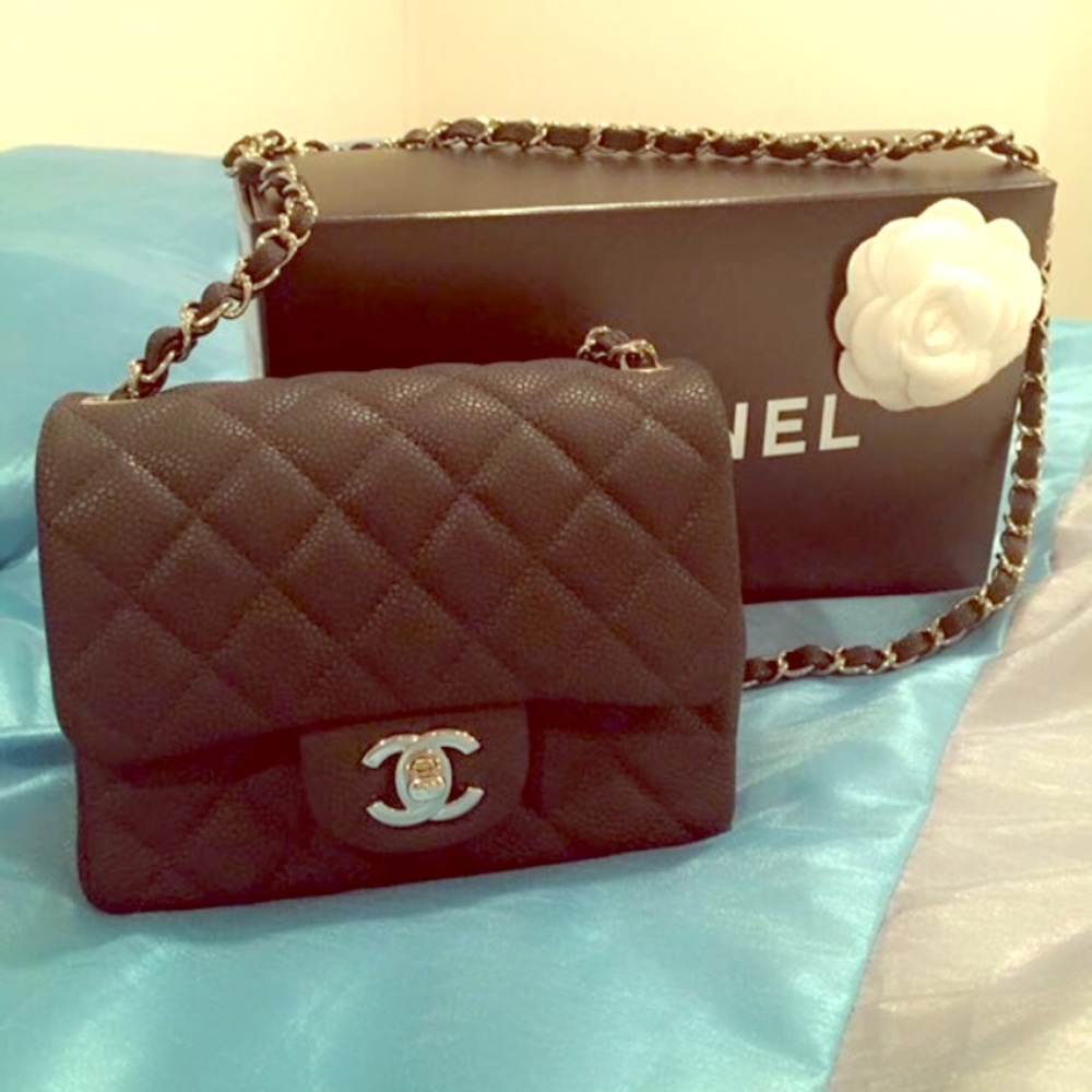 Chanel mini square Caviar Black purse